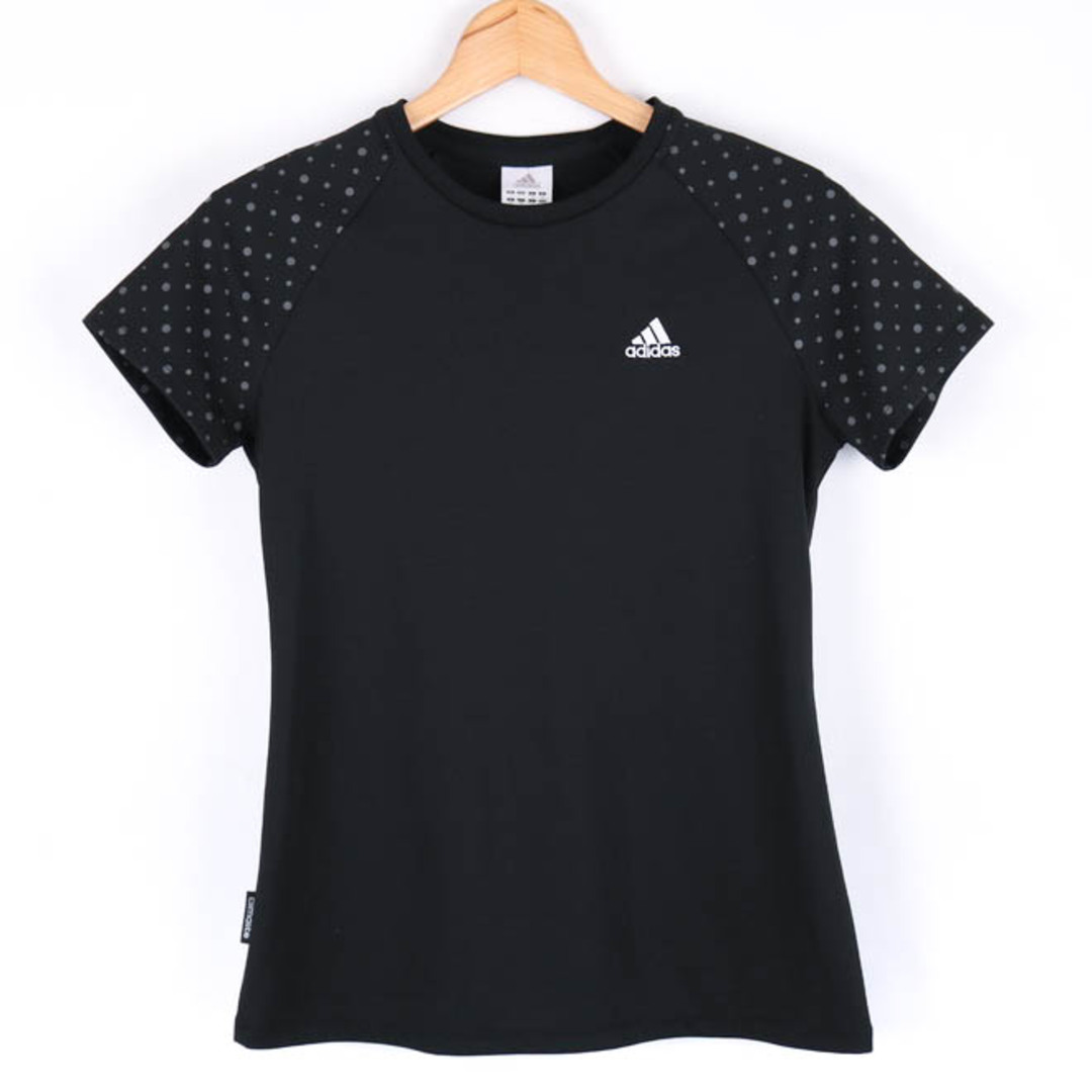 adidas(アディダス)のアディダス 半袖Tシャツ トップス カットソー スポーツウエア ジムウエア レディース Sサイズ ブラック adidas レディースのトップス(Tシャツ(半袖/袖なし))の商品写真