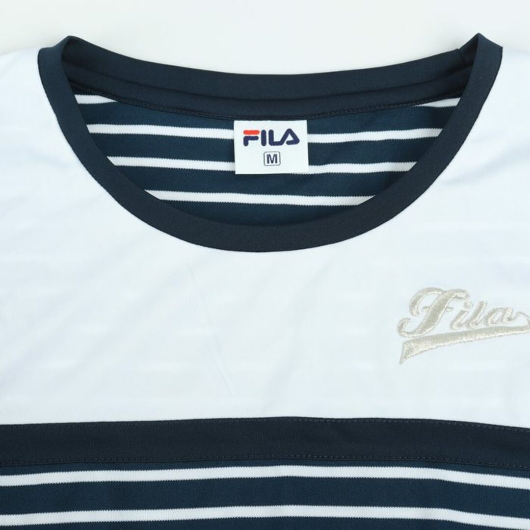 FILA(フィラ)のフィラ 半袖Tシャツ トップス カットソー スポーツウエア ジムウエア レディース Mサイズ ネイビー ホワイト FILA レディースのトップス(Tシャツ(半袖/袖なし))の商品写真