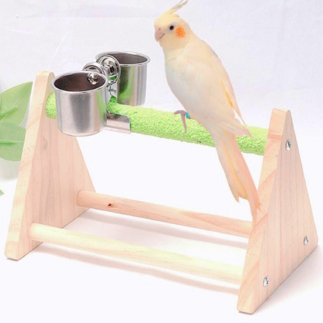 インコ 止まり木 鳥用品 爪研ぎ パーチ とぎ棒 止まり台 おもちゃ 餌入れ付き その他のペット用品(鳥)の商品写真