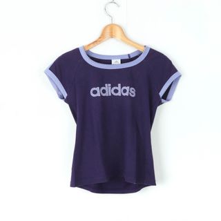 アディダス(adidas)のアディダス 半袖Tシャツ トップス カットソー スポーツウエア ジムウエア レディース Lサイズ パープル adidas(Tシャツ(半袖/袖なし))