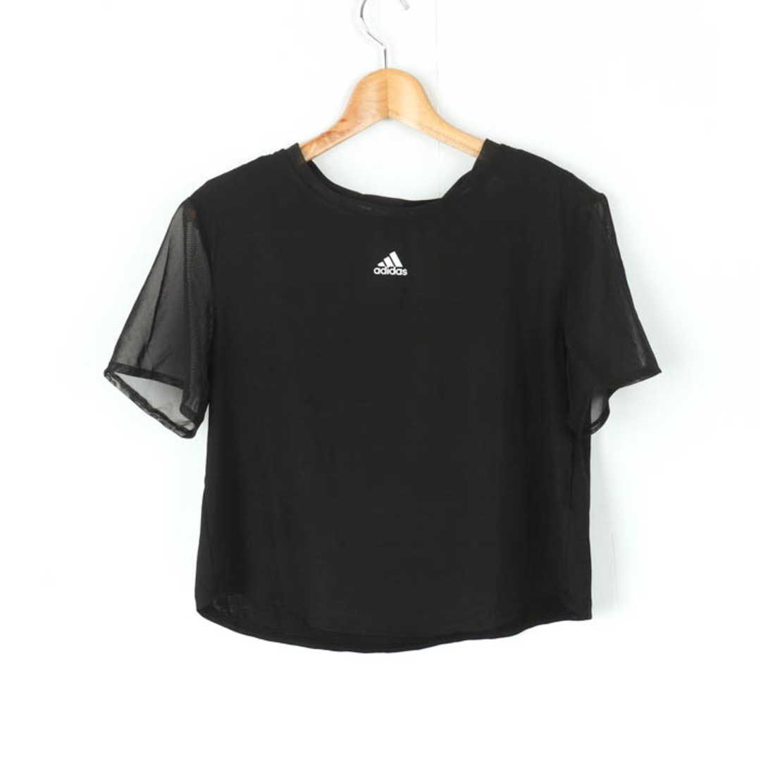 adidas(アディダス)のアディダス 半袖Tシャツ トップス カットソー スポーツウエア ジムウエア レディース Lサイズ ブラック adidas レディースのトップス(Tシャツ(半袖/袖なし))の商品写真