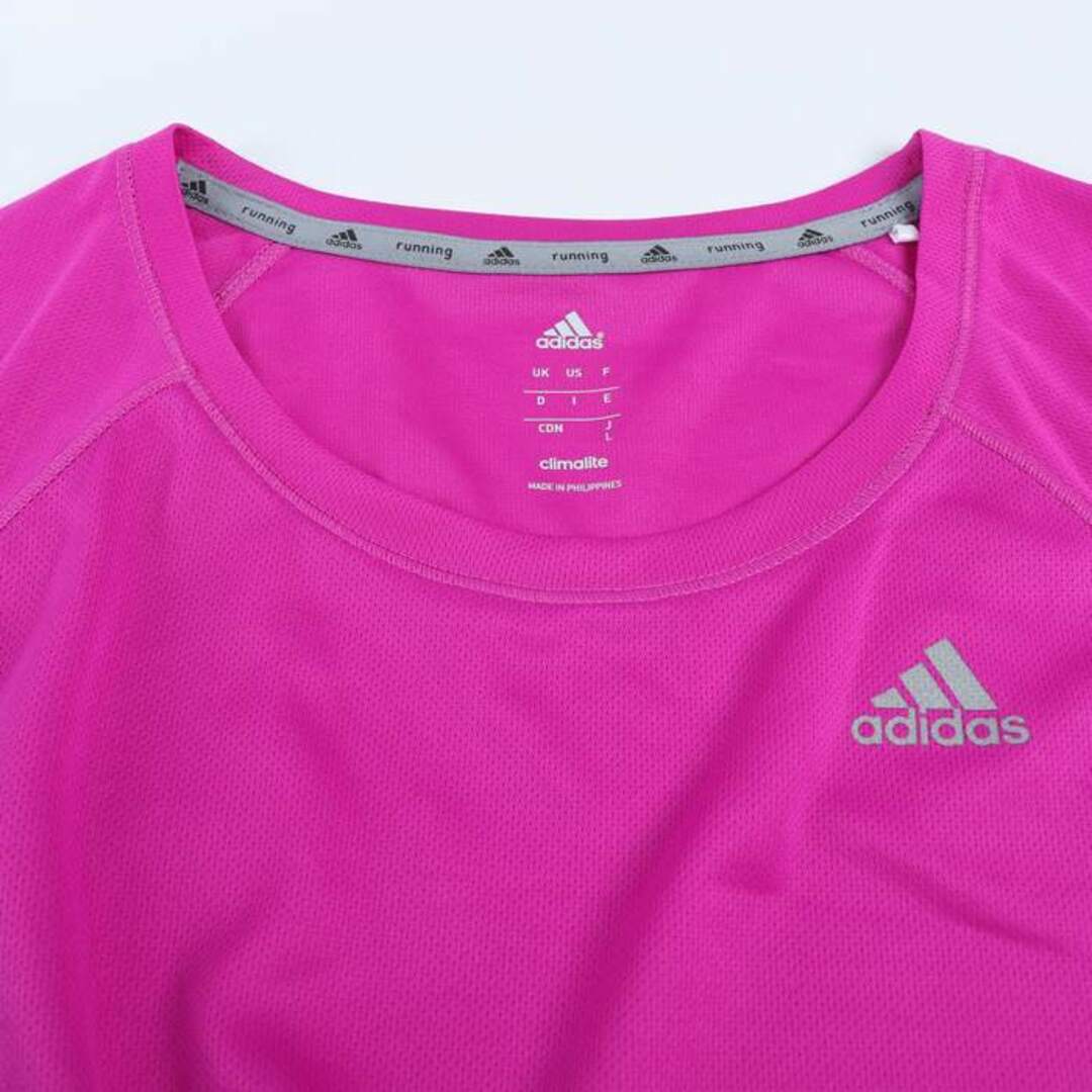 adidas(アディダス)のアディダス 半袖Tシャツ トップス カットソー スポーツウエア ジムウエア レディース Lサイズ ピンク adidas レディースのトップス(Tシャツ(半袖/袖なし))の商品写真