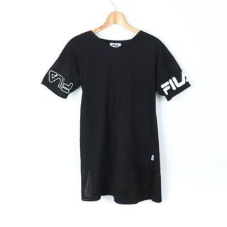 フィラ(FILA)のフィラ 半袖Tシャツ トップス カットソー スポーツウエア ジムウエア ロング丈 レディース Mサイズ ブラック FILA(Tシャツ(半袖/袖なし))