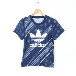 アディダス(adidas)のアディダス 半袖Tシャツ トップス スポーツウエア ジムウエア レディース Sサイズ ネイビー adidas(Tシャツ(半袖/袖なし))