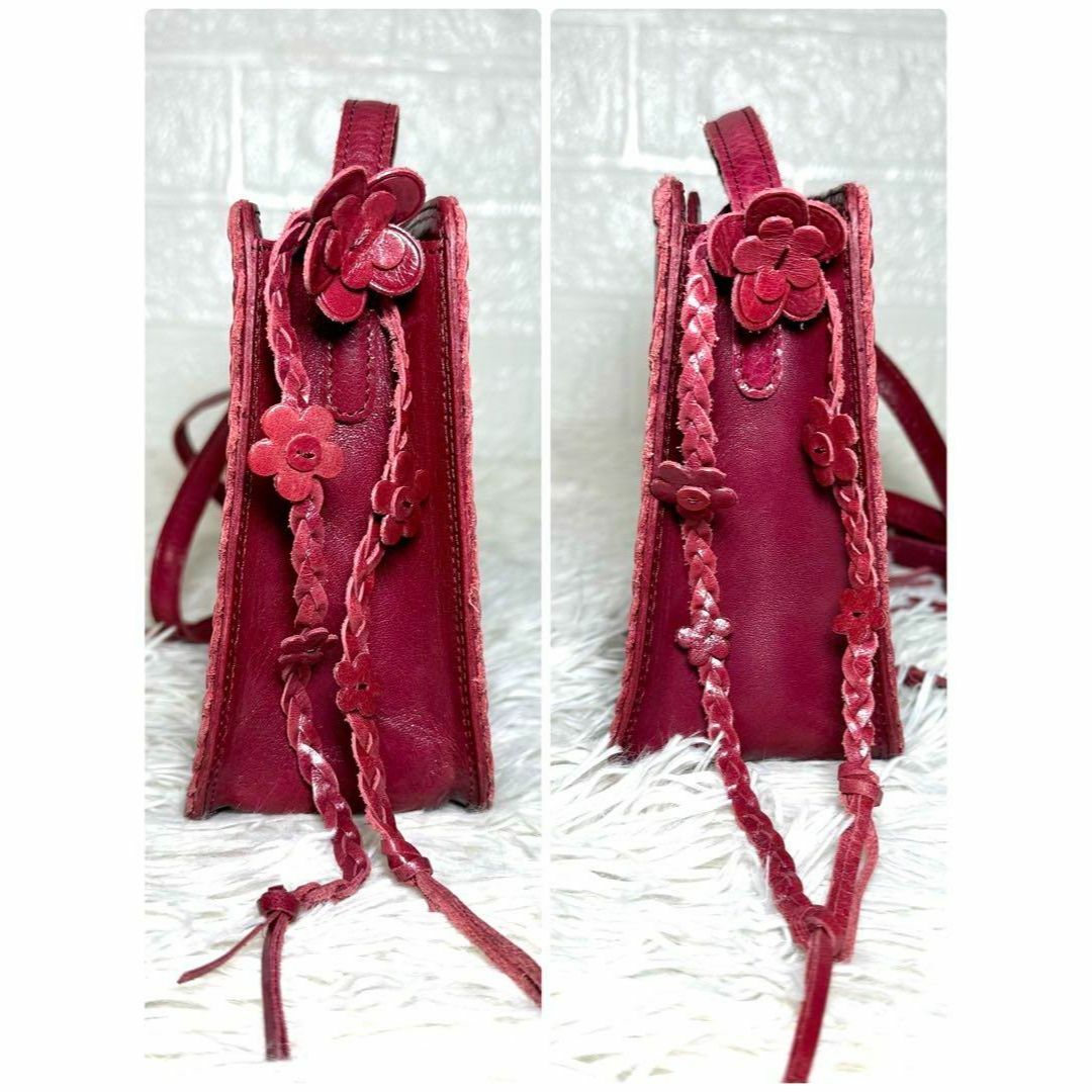 ANNA SUI(アナスイ)のアナスイ　ショルダーバッグ　オールレザー 赤　肩掛け　斜め掛け レディースのバッグ(ショルダーバッグ)の商品写真