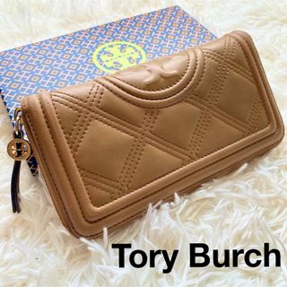 トリーバーチ(Tory Burch)の70.トリーバーチ 長財布 フレミング キルティング ラウンドジップ ブラウン(財布)