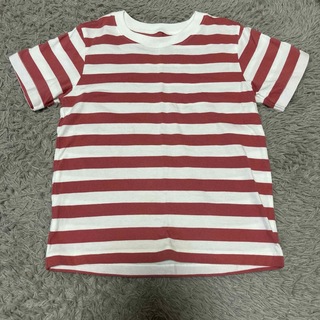 MUJI (無印良品) - 無印良品 110cm 子供服 Tシャツ 半袖 ボーダー レッド ホワイト 赤 白