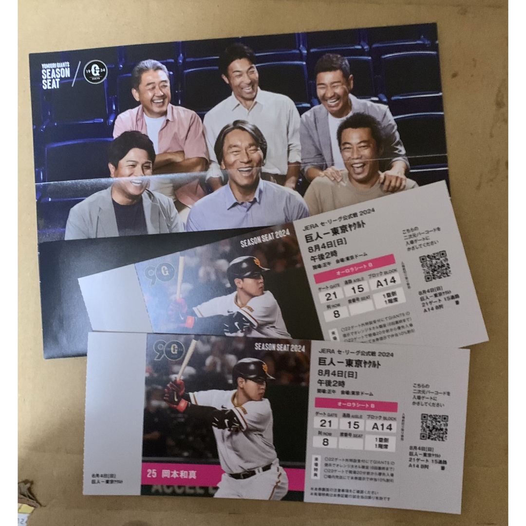 8月4日（日）東京ドーム　巨人VSヤクルト　オーロラシートペア チケットのスポーツ(野球)の商品写真