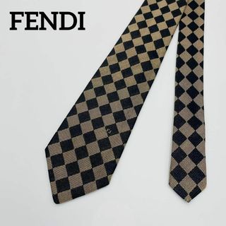 フェンディ(FENDI)の★FENDI★ ネクタイ チェック ひし形 シルク ブラウン(ネクタイ)