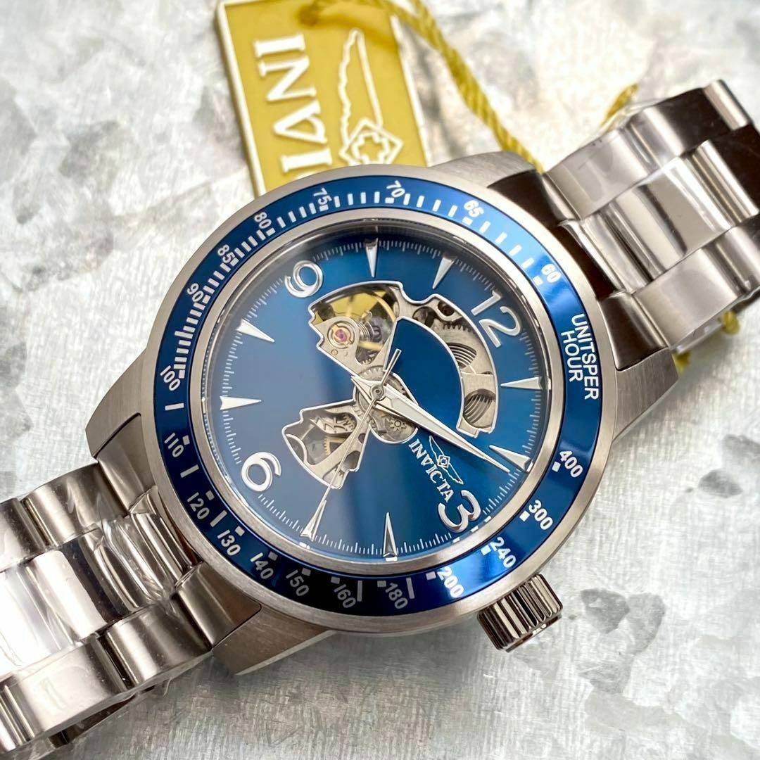 INVICTA(インビクタ)の定価8.8万円インビクタ メンズ腕時計 自動巻き スイス製 シルバー 青 新品 メンズの時計(腕時計(アナログ))の商品写真