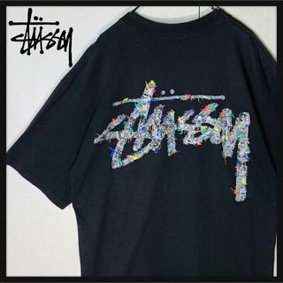 ステューシー(STUSSY)の【人気デザイン】ステューシー 両面デカロゴ 定番カラー 人気Lサイズ 黒(Tシャツ/カットソー(半袖/袖なし))