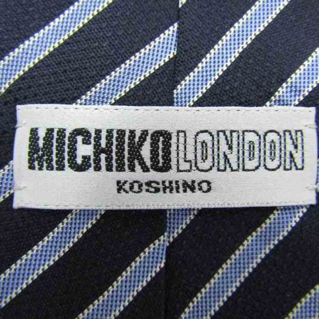 MICHIKO LONDON(ミチコロンドン)のミチコロンドン ブランド ネクタイ ストライプ柄 ダブルストライプ シルク 日本製 メンズ ネイビー MICHIKO LONDON メンズのファッション小物(ネクタイ)の商品写真