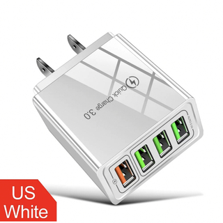 USBアダプター ホワイト　コンセント　4ポート 急速充電器　 iPhone等(変圧器/アダプター)