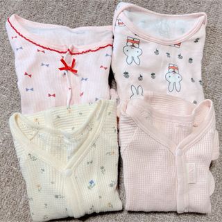 ロンパース 肌着 女の子 長袖 半袖 80cm 70cm 4点セット(肌着/下着)