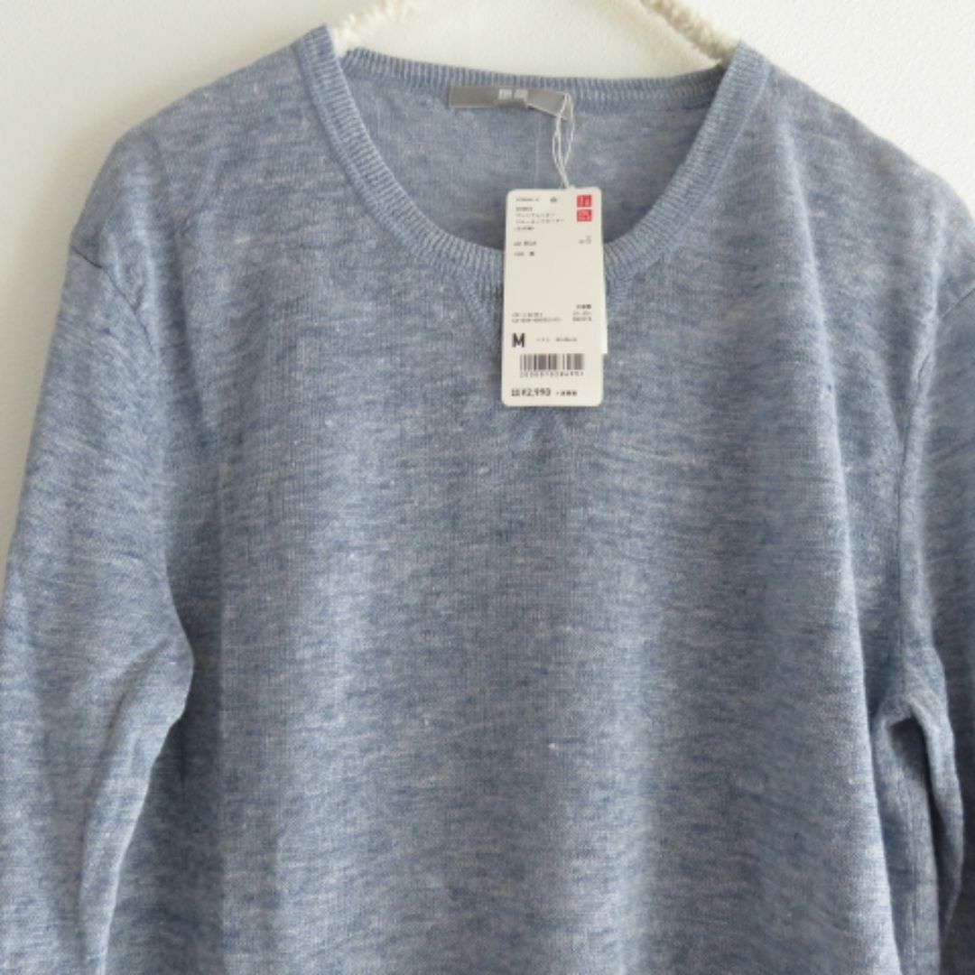 UNIQLO(ユニクロ)の新品　UNIQLO ユニクロ　プレミアムリネン　クールネックセーター　M レディースのトップス(ニット/セーター)の商品写真