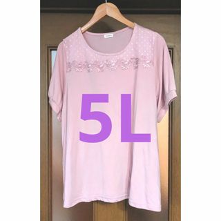 ノアンヌ　noannu ピンク　花柄　Tシャツ5L　大きいサイズ(Tシャツ(半袖/袖なし))