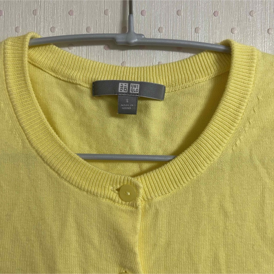 UNIQLO(ユニクロ)のUNIQLO クルーネックカーディガン 黄色 レディースのトップス(カーディガン)の商品写真