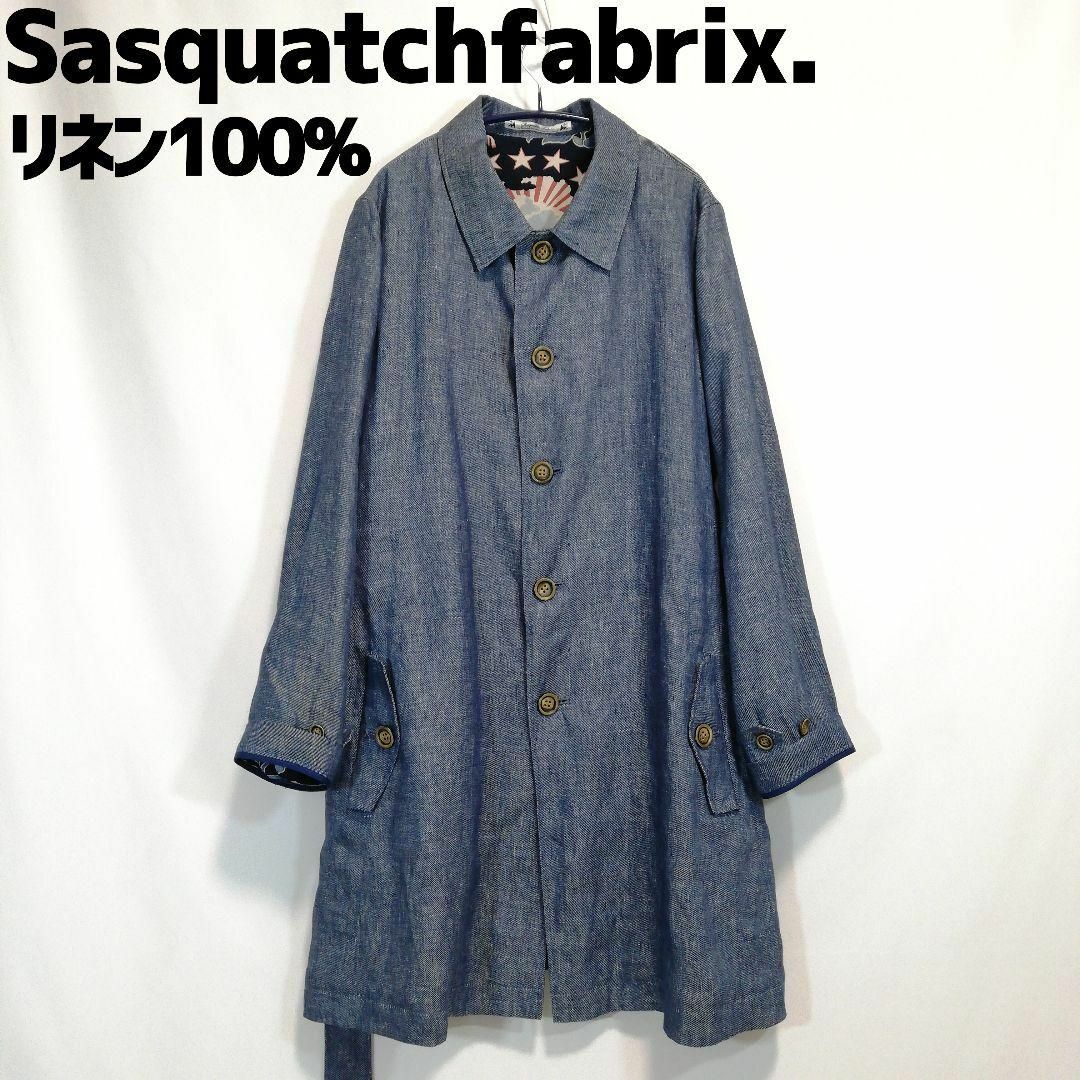 SASQUATCHfabrix.(サスクワッチファブリックス)のサスクワッチファブリックス リネン スプリングコート ステンカラーコート 麻 L メンズのジャケット/アウター(ステンカラーコート)の商品写真