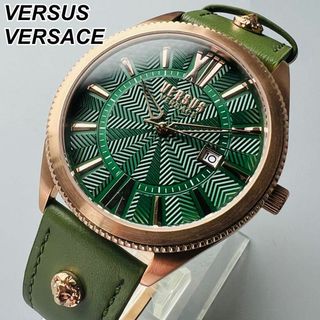 VERSACE - ヴェルサス ヴェルサーチ 腕時計 新品 メンズ グリーン レザーバンド 電池式