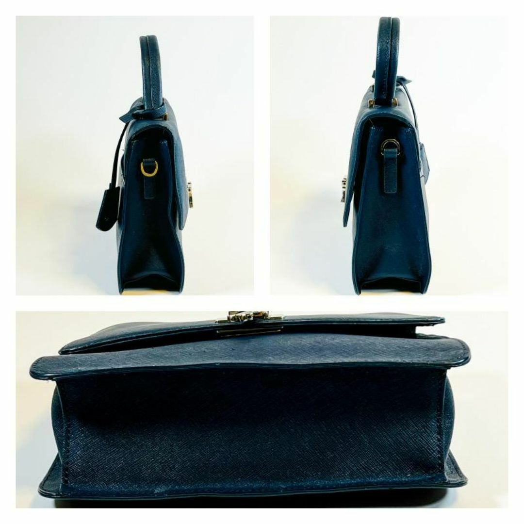 agnes b.(アニエスベー)のagnes b. 2wayバッグ　サフィアーノ ロゴ金具 キーリング ネイビー レディースのバッグ(その他)の商品写真