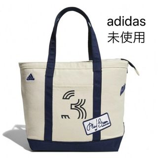 アディダス(adidas)の未使用★アディダス★コットン ラウンドトートバッグ★大容量★ネイビー(バッグ)