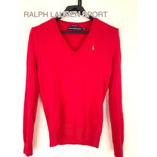 ポロラルフローレン(POLO RALPH LAUREN)のラルフローレンスポーツ/長袖ウール100薄手春ニット/ジュニア160、S/レッド(ニット/セーター)