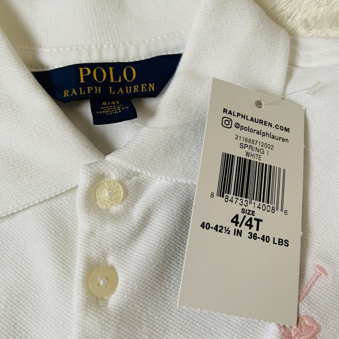 POLO RALPH LAUREN(ポロラルフローレン)の未使用タグ付き★ポロ ラルフローレン★ワンピース★ビッグポニー★ホワイト★110 キッズ/ベビー/マタニティのキッズ服女の子用(90cm~)(ワンピース)の商品写真