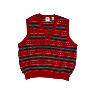 old gap knit vest red