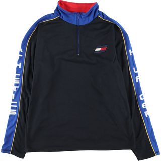 TOMMY HILFIGER - 古着 トミーヒルフィガー TOMMY HILFIGER ATHLETICS ハイネック ハーフジップ ロングTシャツ ロンT メンズXL /eaa435161