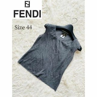 フェンディ(FENDI)の【FENDI】フェンディ 装飾ノースリーブカットソー グレー 44 サマーニット(カットソー(半袖/袖なし))