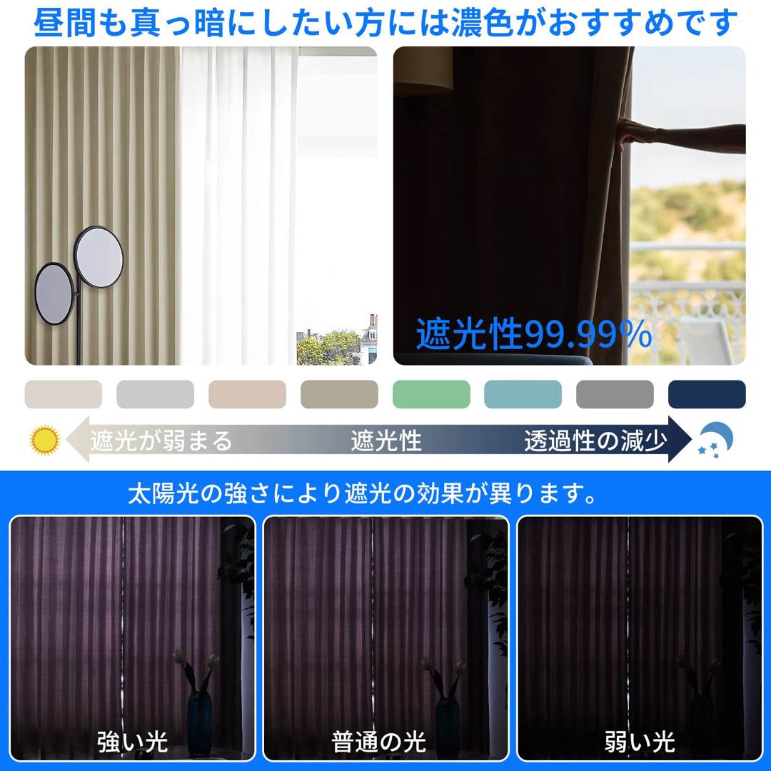 残1点‼️1級 遮光 カーテン UVカット 断熱 洗えるネイビー 150×135 インテリア/住まい/日用品のカーテン/ブラインド(カーテン)の商品写真