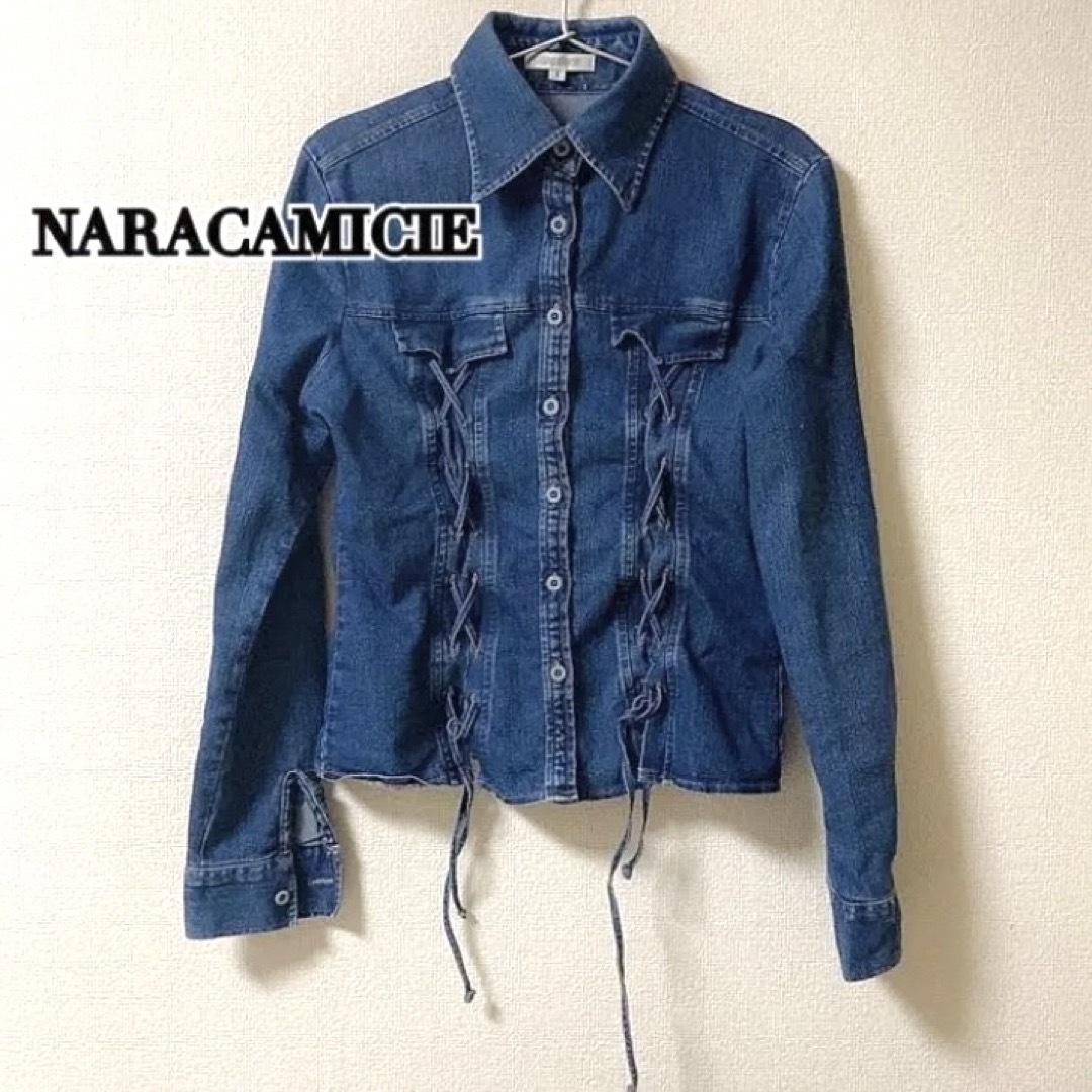 NARACAMICIE(ナラカミーチェ)の【最終価格】NARACAMICIE デニム ジャケット Gジャン 軽量　編み込み レディースのジャケット/アウター(Gジャン/デニムジャケット)の商品写真