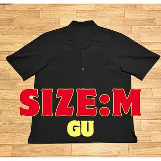 GU シアサッカー開襟シャツ ブラック サイズM - 美品(シャツ)
