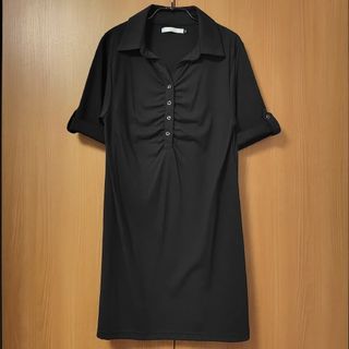 サムシング(SOMETHING)の【美品】SOMETHING 吸汗速乾 スキッパーチュニック (ブラック M)(チュニック)