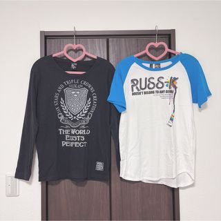 ラスケー(RUSS・K)のラスケー　RUSS•Ｋ　ロンT 長袖　半袖 Tシャツ　黒　ブラック　水色　白(Tシャツ/カットソー(半袖/袖なし))