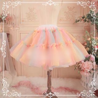 アンジェリックプリティー(Angelic Pretty)の大人気希少品 レインボーフェアリーミルフィーユボリュームパニエ Aライン 虹色(コスプレ)