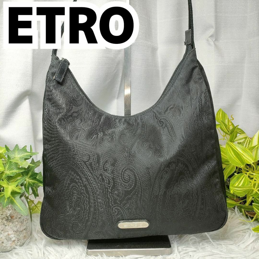 ETRO(エトロ)のエトロ ショルダーバッグ ブラック ペイズリー 総柄 ETRO バッグ 黒 革 レディースのバッグ(ショルダーバッグ)の商品写真