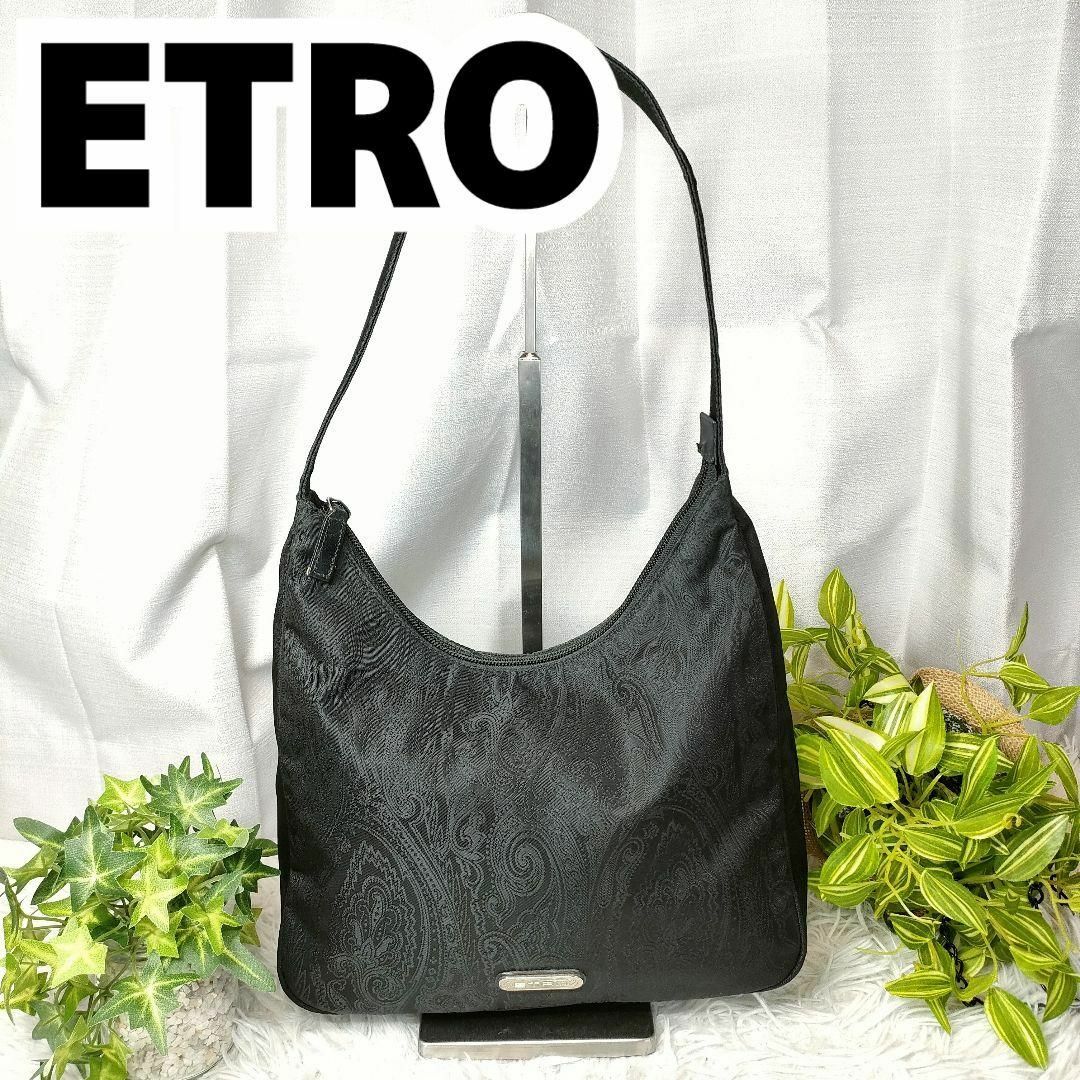 ETRO(エトロ)のエトロ ショルダーバッグ ブラック ペイズリー 総柄 ETRO バッグ 黒 革 レディースのバッグ(ショルダーバッグ)の商品写真