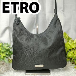 ETRO - エトロ ショルダーバッグ ブラック ペイズリー 総柄 ETRO バッグ 黒 革