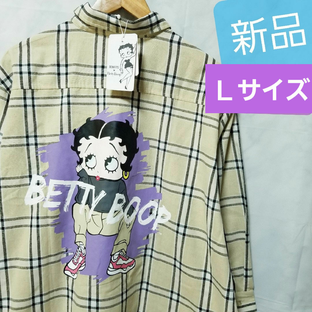 Betty Boop(ベティブープ)の新品 ベティーブープ ワンピース ベティちゃん 長袖 シャツ USA Tシャツ レディースのトップス(シャツ/ブラウス(長袖/七分))の商品写真