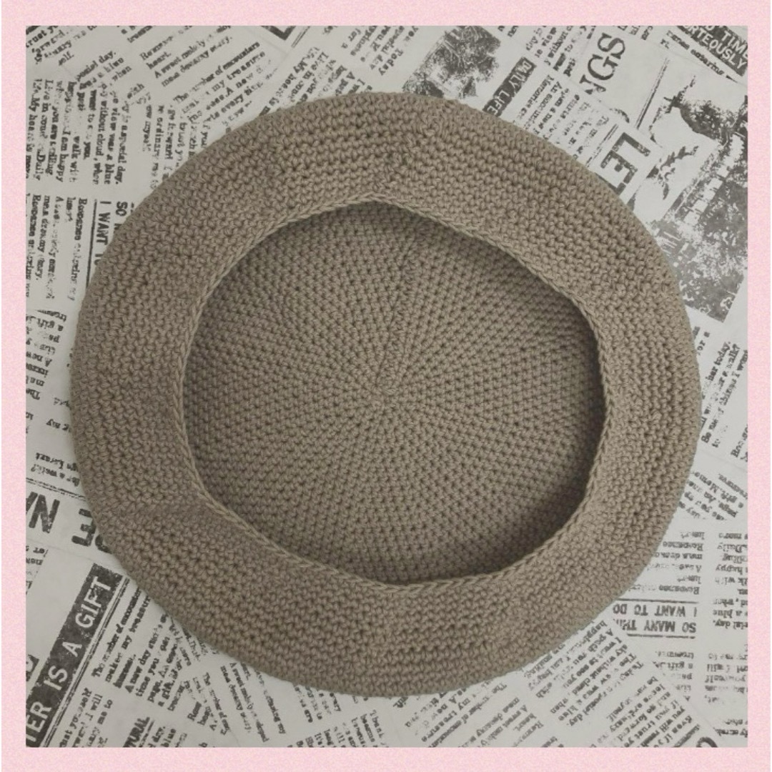 ハンドメイド　手編み　ベレー帽　年中使える綿100 ハンドメイドのファッション小物(帽子)の商品写真