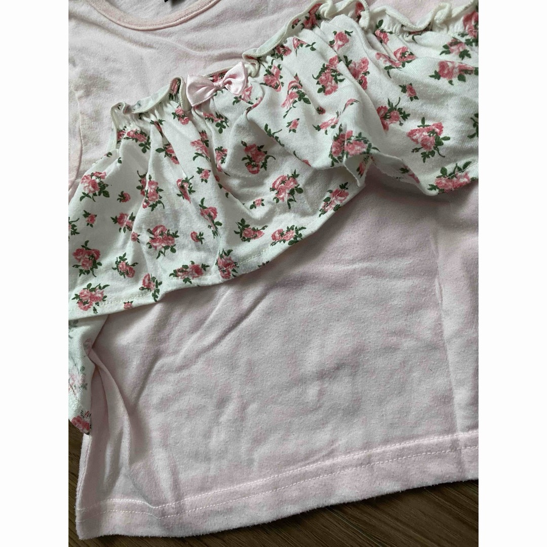 Dolly Ribbon 薄ピンク花柄トップス キッズ/ベビー/マタニティのキッズ服女の子用(90cm~)(Tシャツ/カットソー)の商品写真