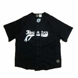 キャピタル(KAPITAL)の美品 KAPITAL 16/-度詰め天竺 ベースボールシャツ BONE 黒 1(シャツ)