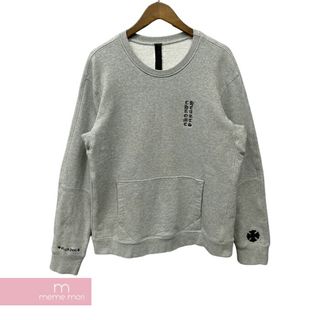 Chrome Hearts - CHROME HEARTS GRP Y NOT Vertical Logo Sweat Shirt クロムハーツ ワイノットヴァーティカルロゴスウェットシャツ トレーナー クルーネック CHプラスレザーパッチ ロゴ刺繍 グレー サイズL【240407】【中古-A】【me04】