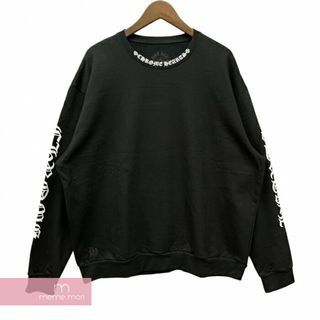 CHROME HEARTS Neck Logo Crewneck Sweatshirt クロムハーツ ネックロゴクルーネックスウェットシャツ トレーナー 袖ロゴプリント ブラック サイズXXL【240408】【新古品】【me04】