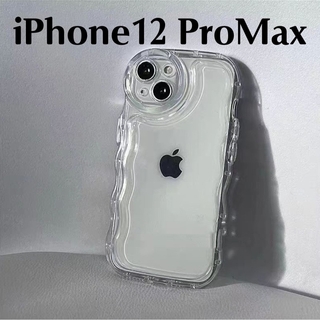 iPhone12ProMax ウェーブ クリア ケース 透明 韓国  シンプル(iPhoneケース)