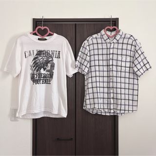 メンズ　LL 夏服　Tシャツ　白シャツ　チェック　ユニクロ　gu しまむら