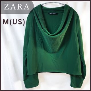 ザラ(ZARA)のZARA ザラ ドレーブネック 長袖 カットソー トップス プルオーバー M(カットソー(長袖/七分))