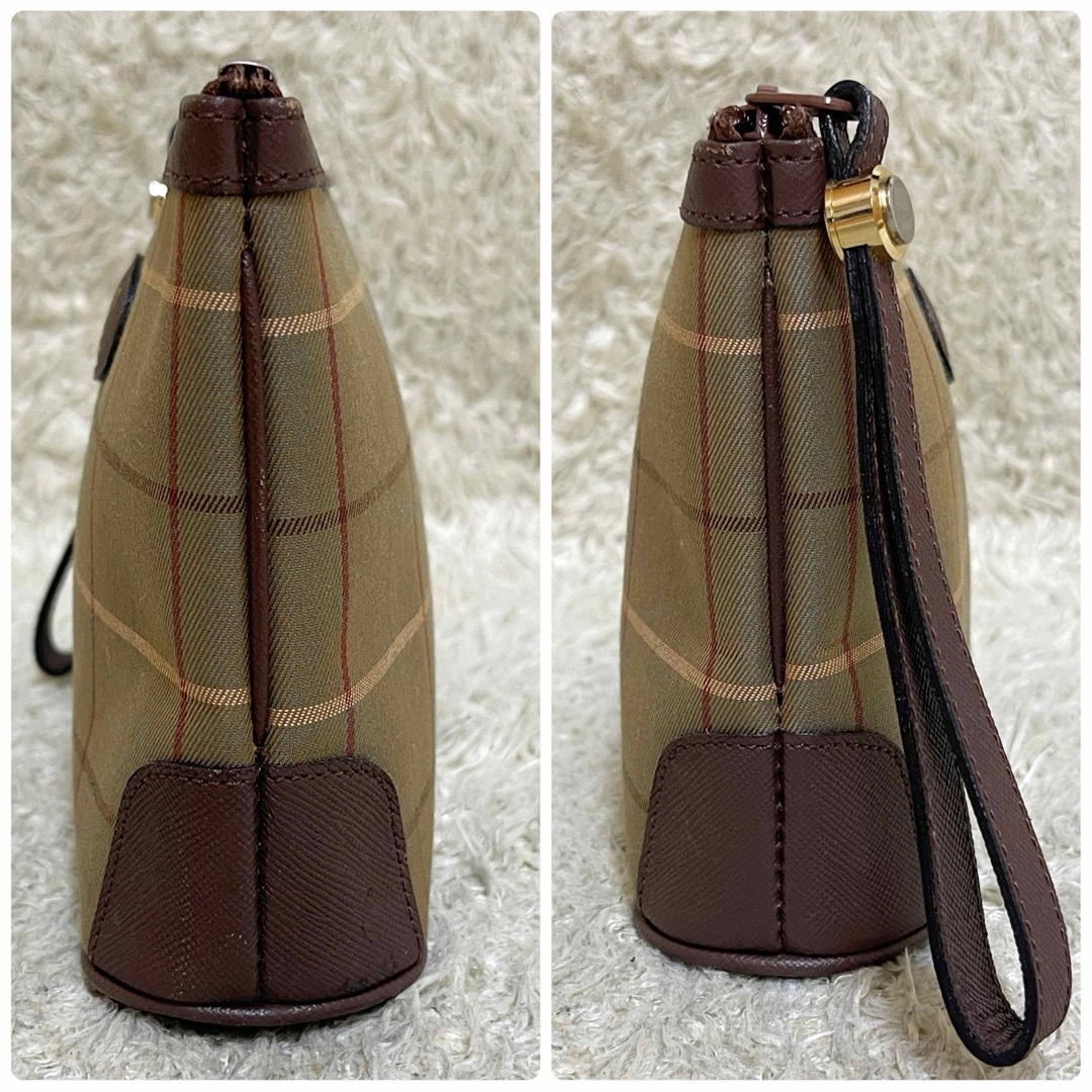 BURBERRY(バーバリー)の極美品　バーバリー　ポーチ　ノバチェック　ホースロゴ　キャンバス　レザー　玉虫色 レディースのバッグ(その他)の商品写真