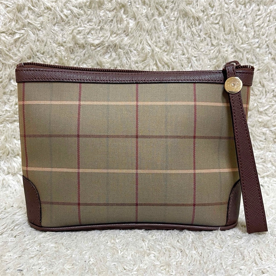 BURBERRY(バーバリー)の極美品　バーバリー　ポーチ　ノバチェック　ホースロゴ　キャンバス　レザー　玉虫色 レディースのバッグ(その他)の商品写真